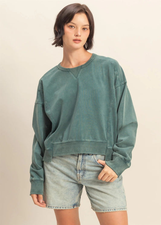 MIA OVERSIZED CREW NECK - DEEP GREEN