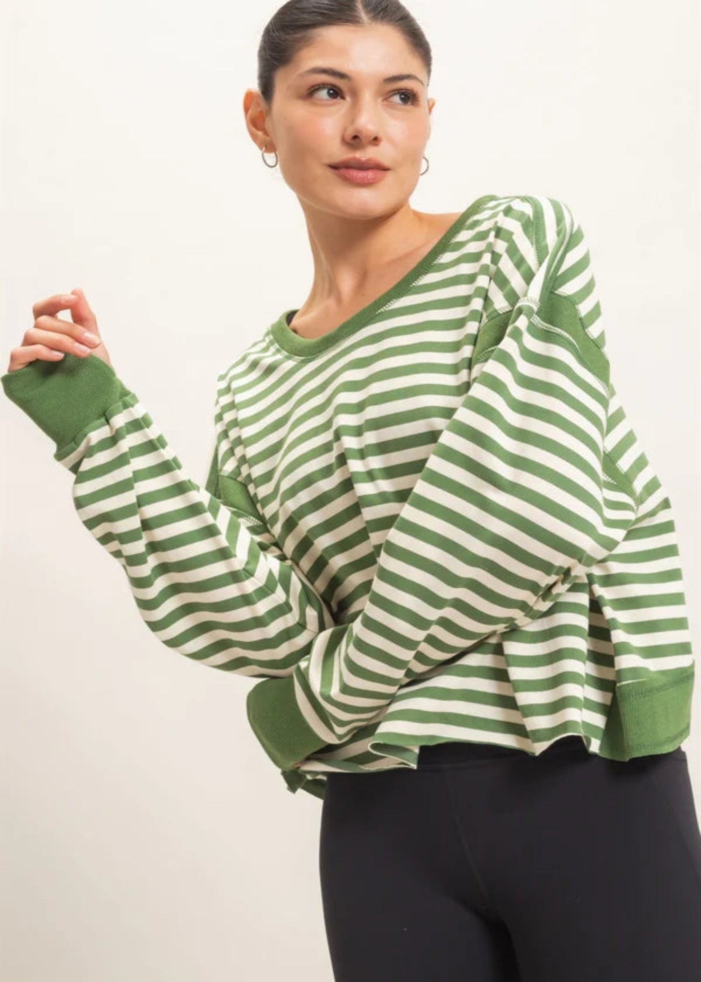 STRIPED NALA TOP - GREEN
