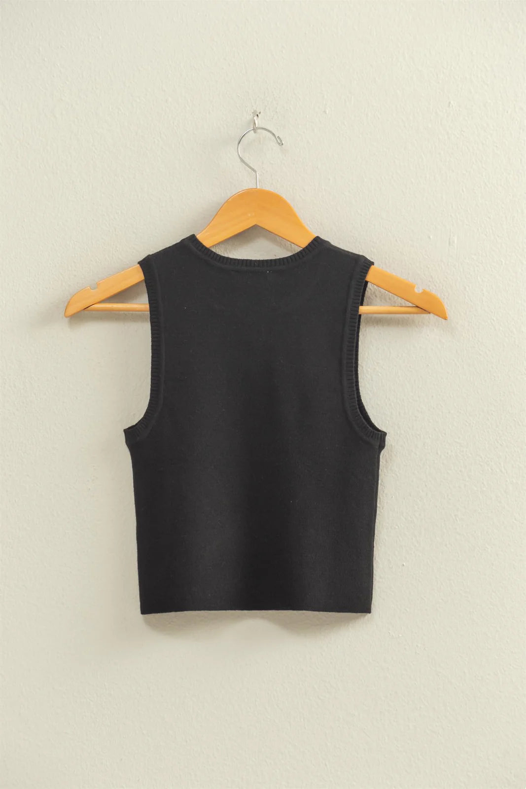 LIZ CROPPED TANK KNIT TOP - BLACK