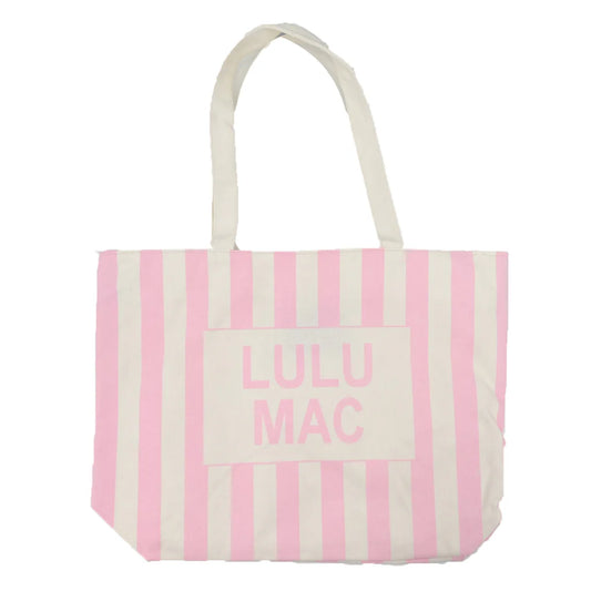 LULU MAC CANVAS TOTE - WHITE AND PINK