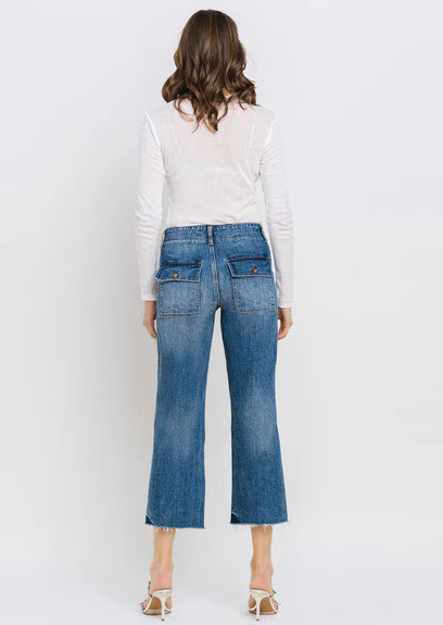 STRAIGHT HIGH RISE CROP JEANS - YACHT