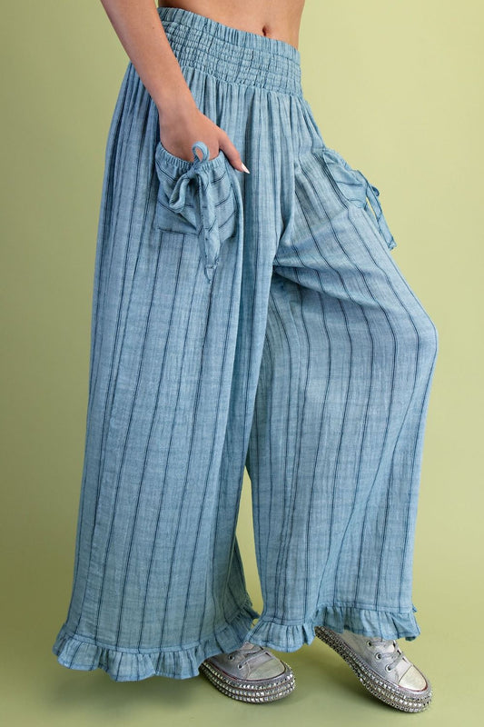BRI STRIPPED PANTS - DENIM