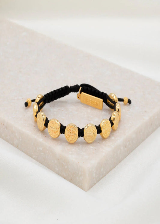 BENEDICTINE BLESSING BRACELET-GOLD/BLACK