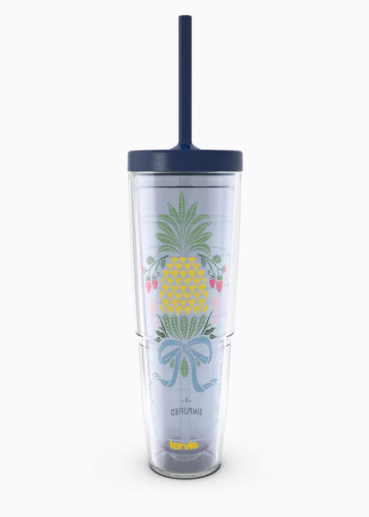 SIMPLIFIED PINEAPPLE GARDEN TUMBLER -24 OZ W/ STRAW