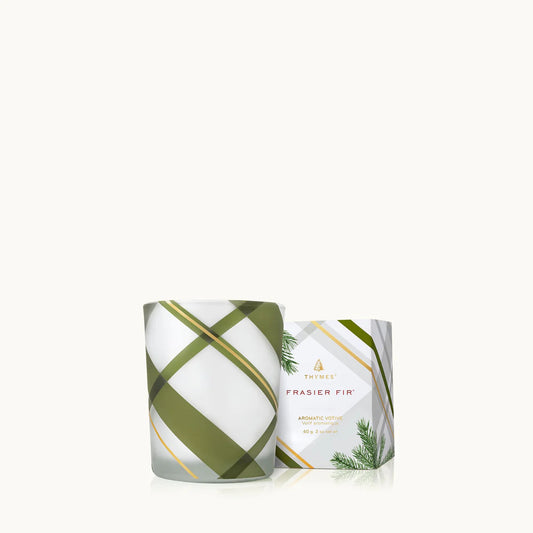 Frasier Fir Frosted Plaid Votive Candle 2 oz