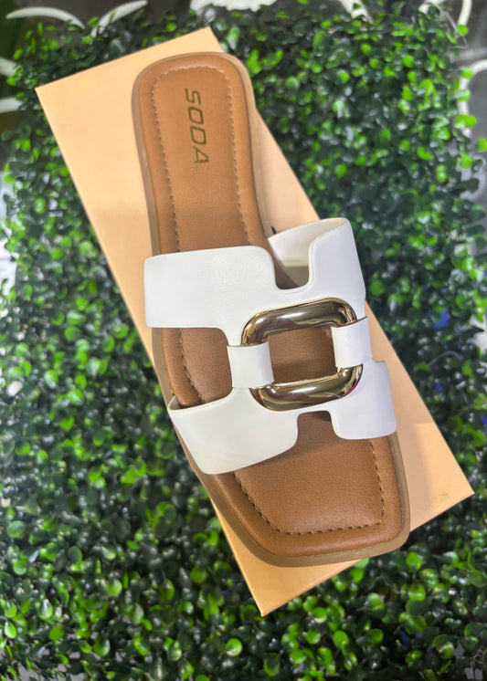 FENG WHITE PU D SANDAL