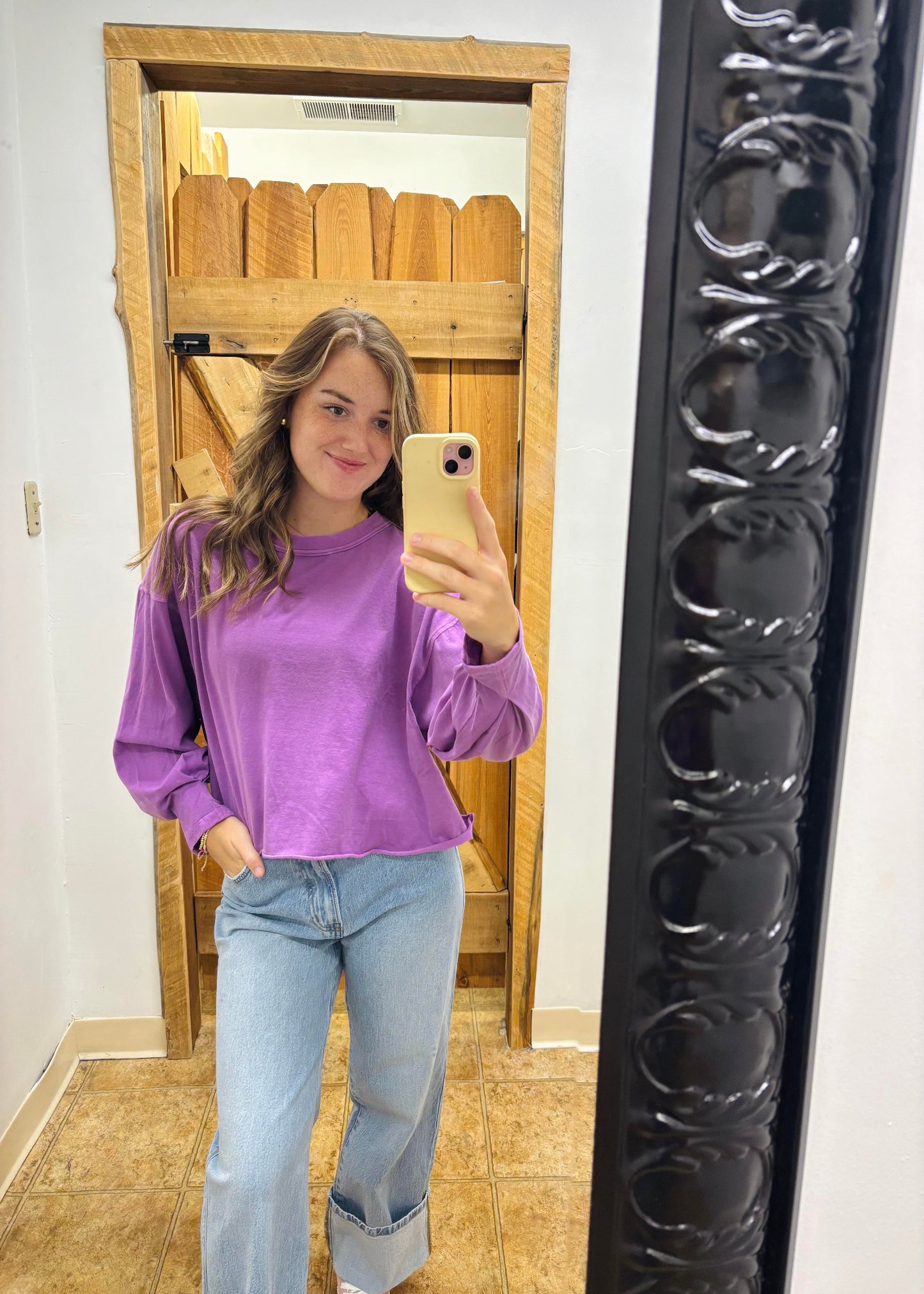 PIGMENT DYE & ENZYME OVERSIZED ROUND NECK TEE - LT PLUM