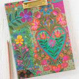 Clipfolio with Notepad - Teal Heart