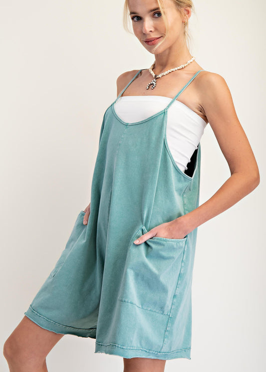 TAYLOR MINERAL WASHED ROMPER-FADED TEAL