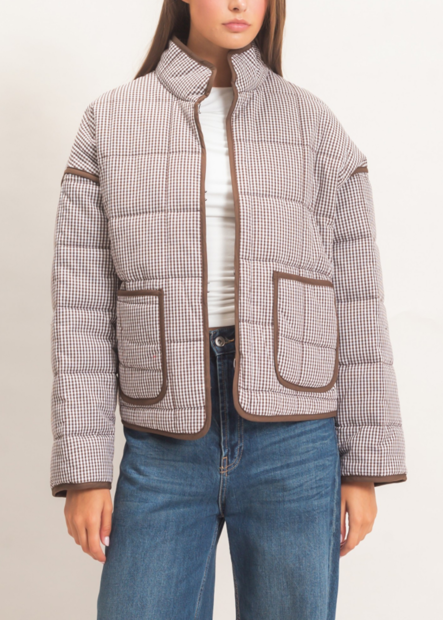 SARA BETH JACKET - BROWN GINGHAM