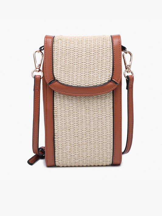 JILL STRAW CROSSBODY/WALLET IN NATURAL/BROWN