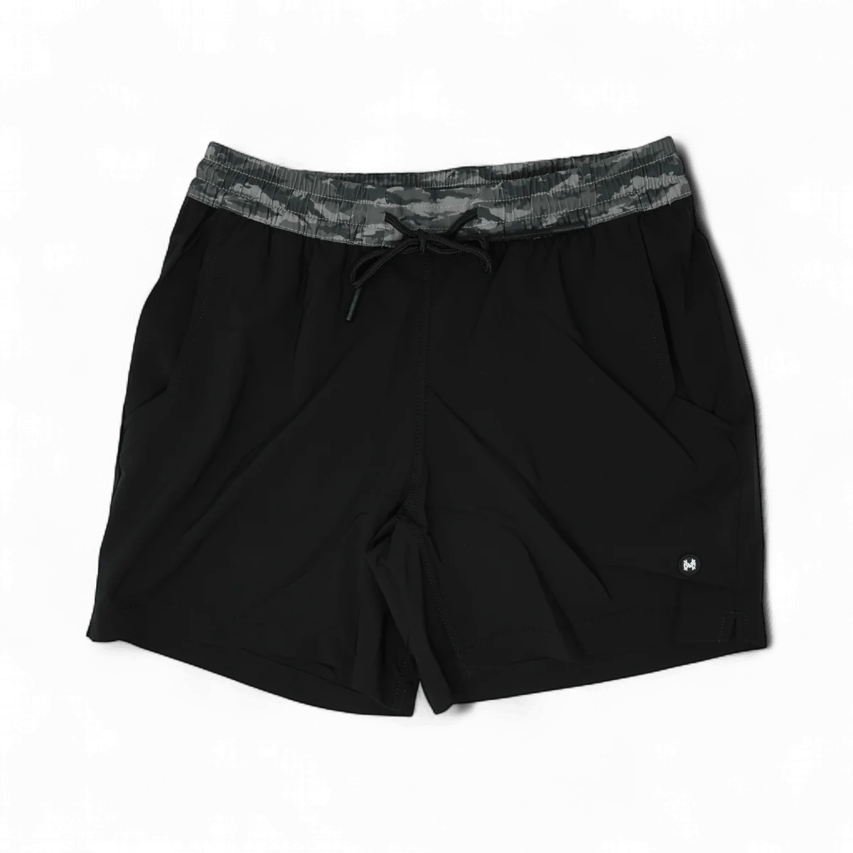 VOLLEY SHORTS - BLACK WITH TIMBER WAIST