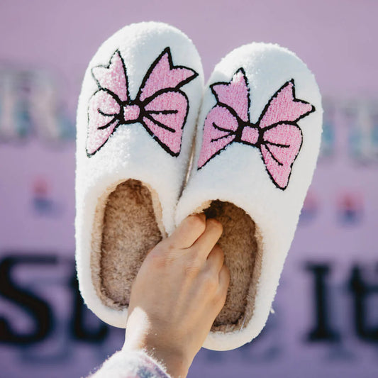 Light Pink Bow Women's Slippers