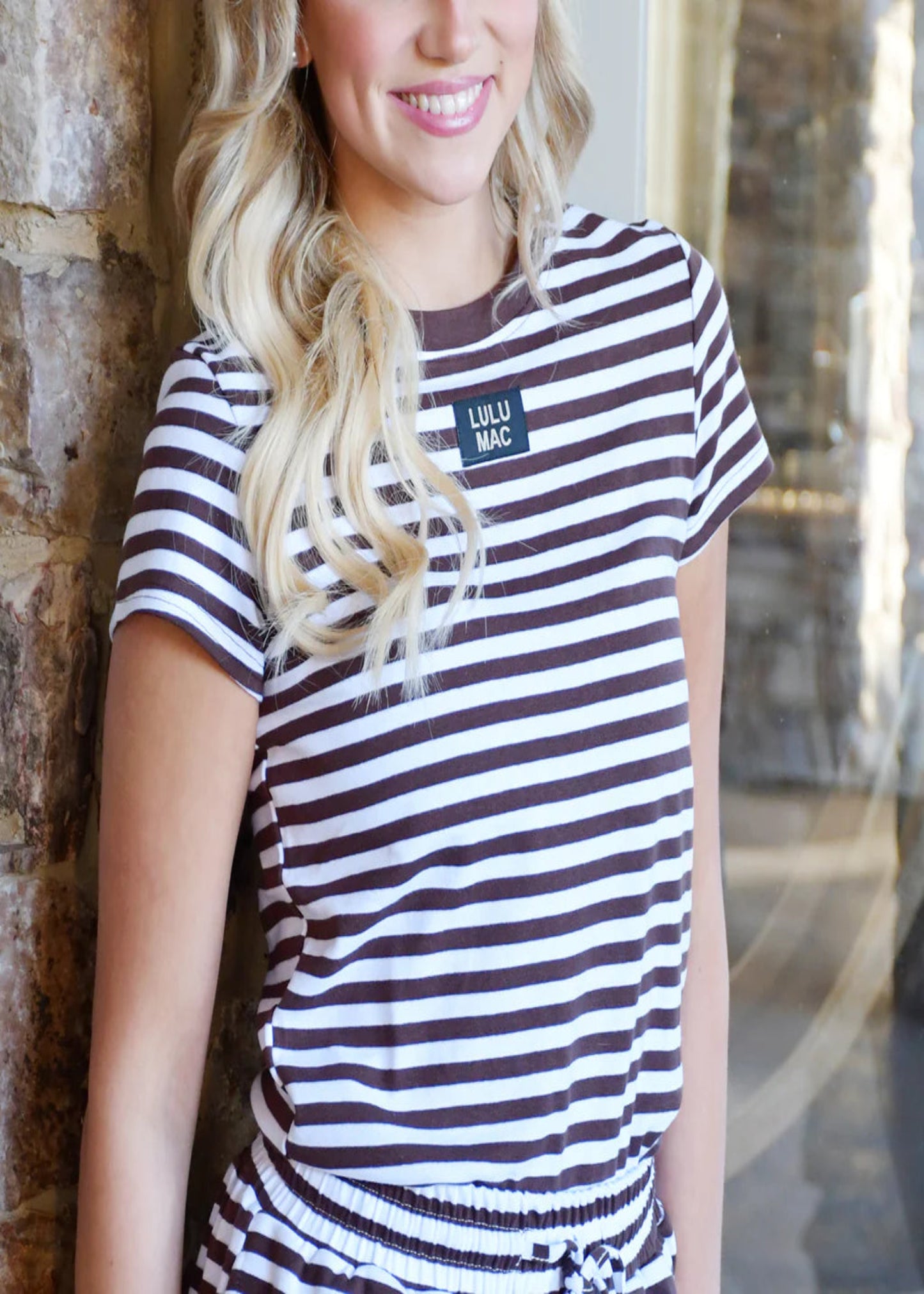 BABY DOLL TOP - STRIPE BROWN