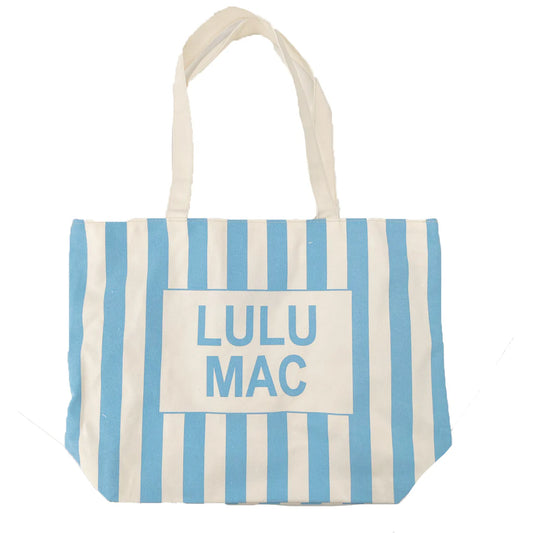 LULU MAC CANVAS TOTE - BLUE AND WHITE STRIPED